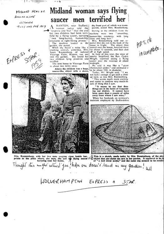 1954 Staffordshire UFO incident