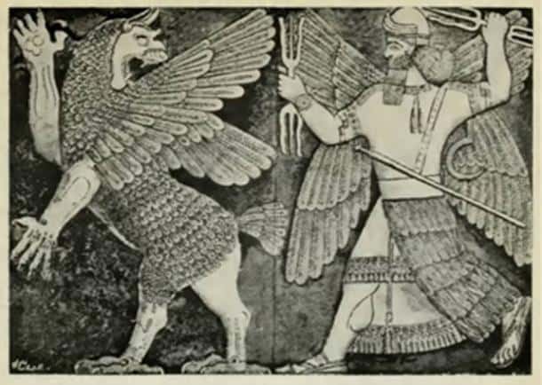 Marduk fighting Tiamat